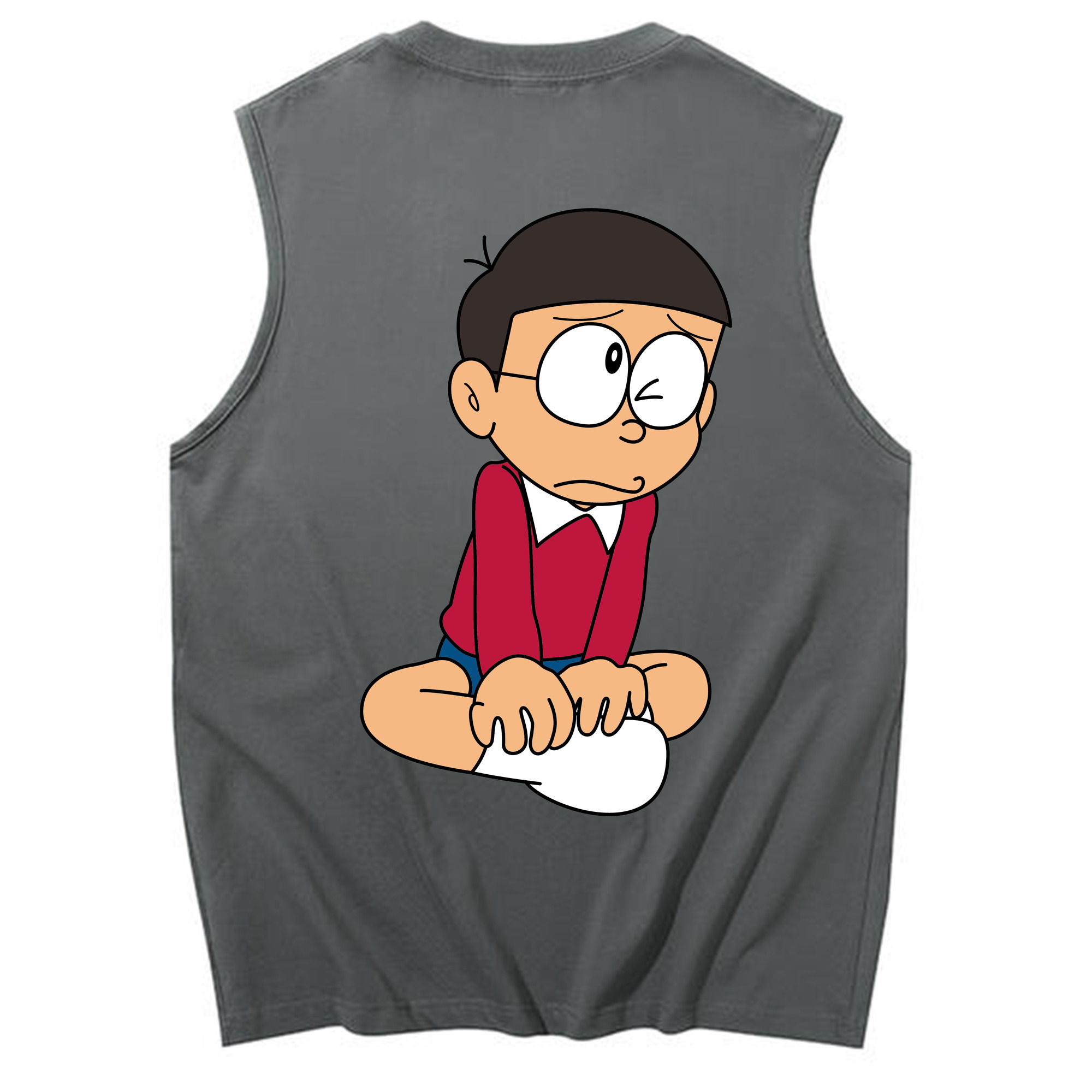 （画像用） ドラえもん 野比 のび太 Doraemon Nobita Nobi コットン100％タンクトップ（背面プリント）